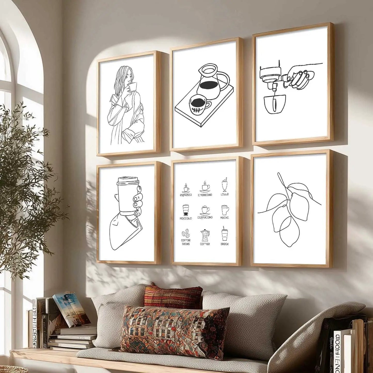 Kitchen Theme Framed Posters for Restaurant Kitchen Dinning Room Cafe Wall Decor Set of 6