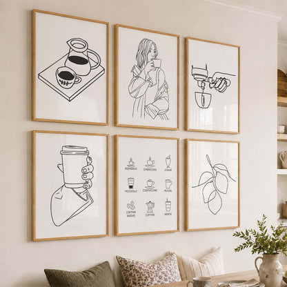 Kitchen Theme Framed Posters for Restaurant Kitchen Dinning Room Cafe Wall Decor Set of 6