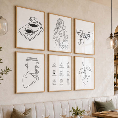 Kitchen Theme Framed Posters for Restaurant Kitchen Dinning Room Cafe Wall Decor Set of 6