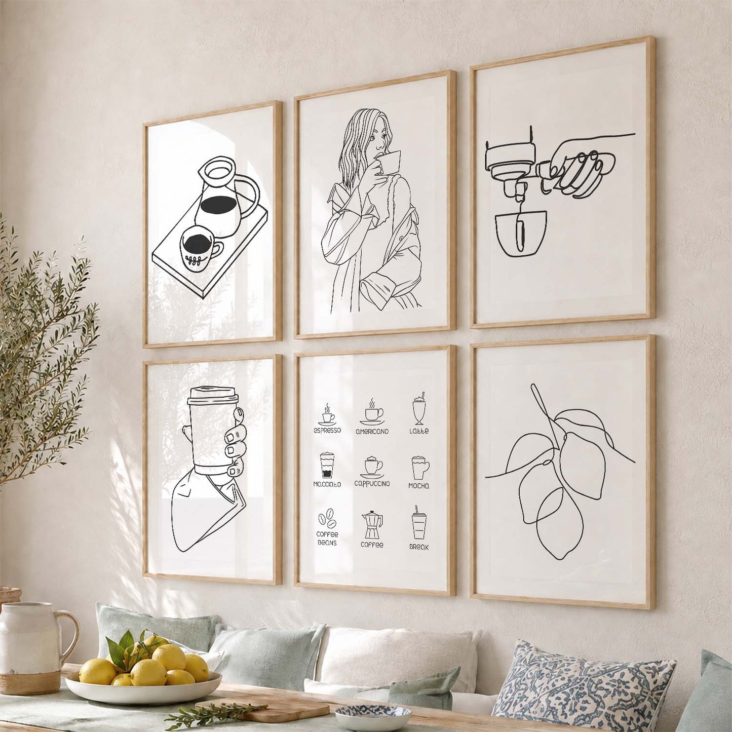 Kitchen Theme Framed Posters for Restaurant Kitchen Dinning Room Cafe Wall Decor Set of 6