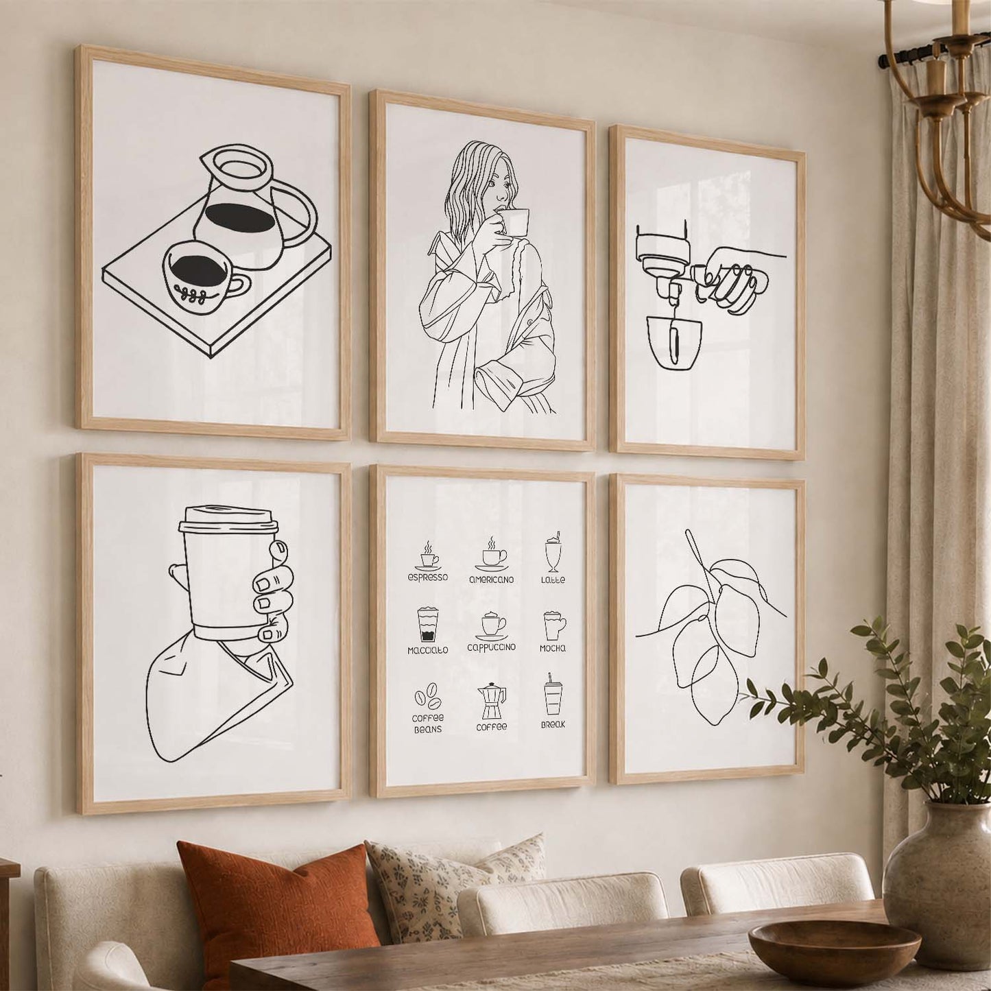 Kitchen Theme Framed Posters for Restaurant Kitchen Dinning Room Cafe Wall Decor Set of 6