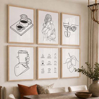 Kitchen Theme Framed Posters for Restaurant Kitchen Dinning Room Cafe Wall Decor Set of 6