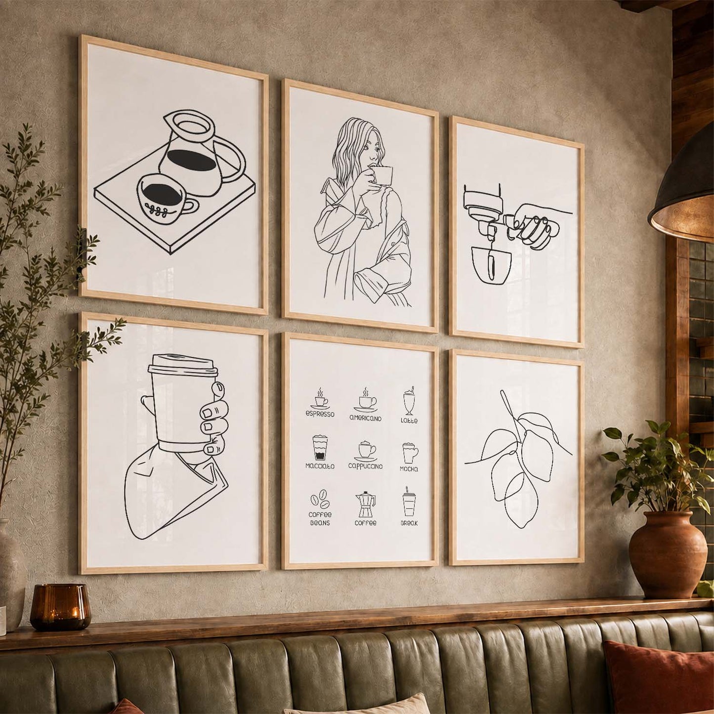 Kitchen Theme Framed Posters for Restaurant Kitchen Dinning Room Cafe Wall Decor Set of 6