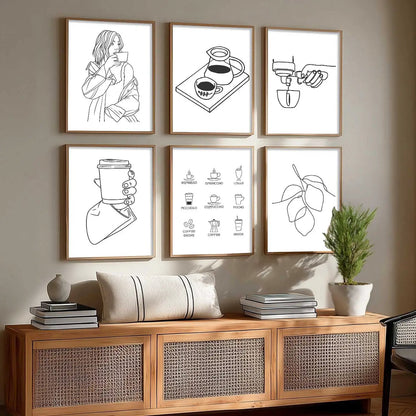 Kitchen Theme Framed Posters for Restaurant Kitchen Dinning Room Cafe Wall Decor Set of 6