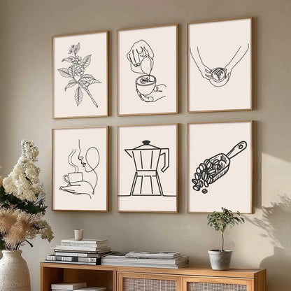 Kitchen Theme Framed Posters for Restaurant Kitchen Dinning Room Cafe Wall Decor Set of 6