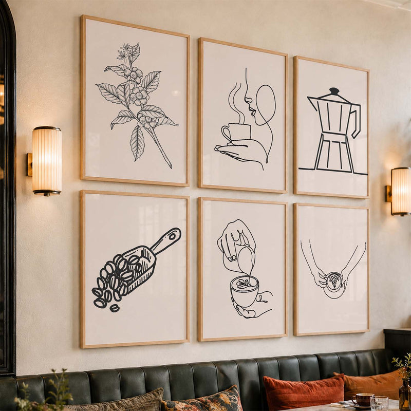 Kitchen Theme Framed Posters for Restaurant Kitchen Dinning Room Cafe Wall Decor Set of 6