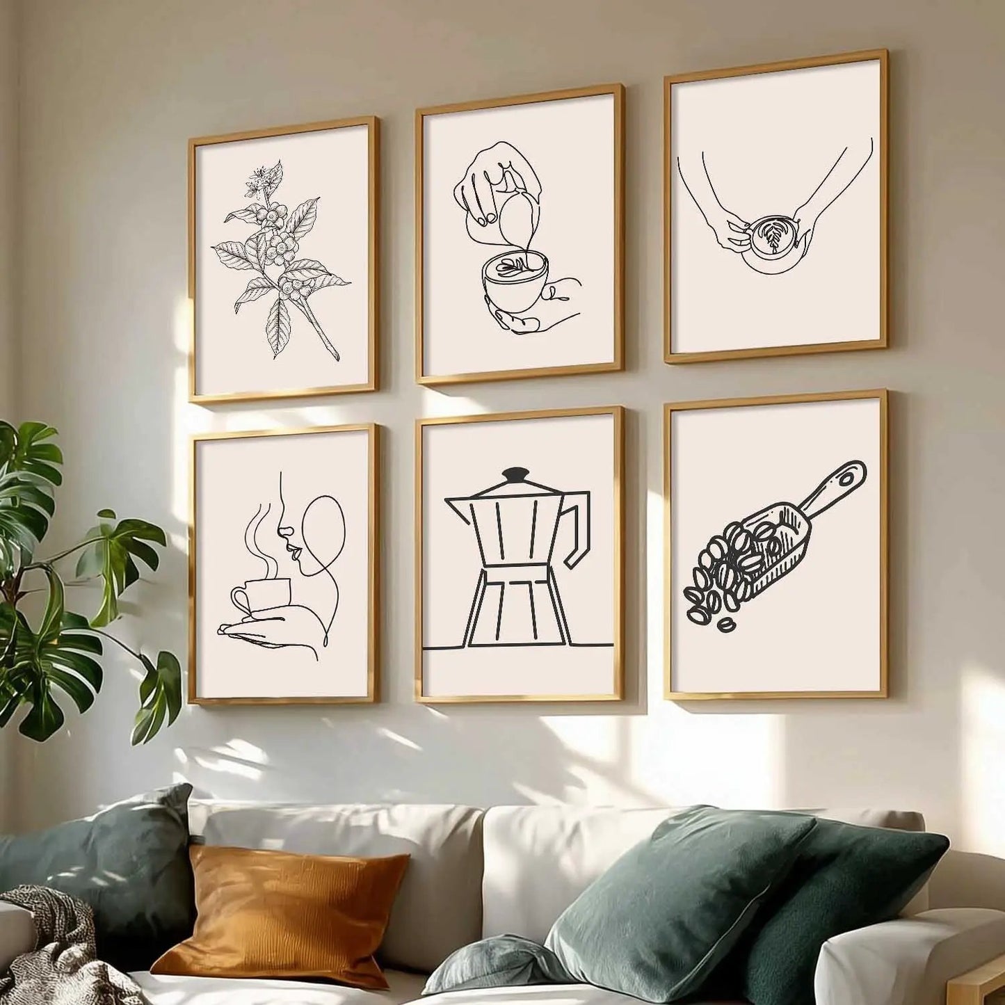Kitchen Theme Framed Posters for Restaurant Kitchen Dinning Room Cafe Wall Decor Set of 6