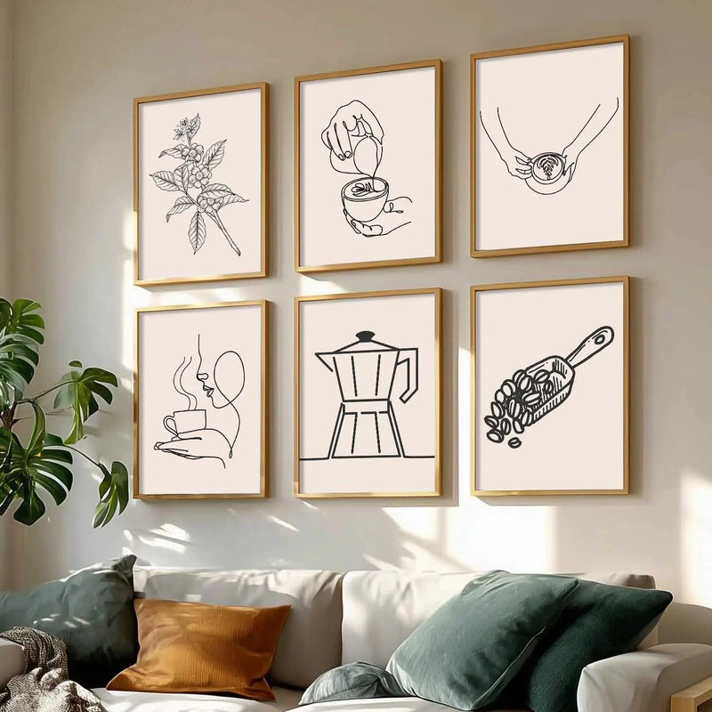 Kitchen Theme Framed Posters for Restaurant Kitchen Dinning Room Cafe Wall Decor Set of 6