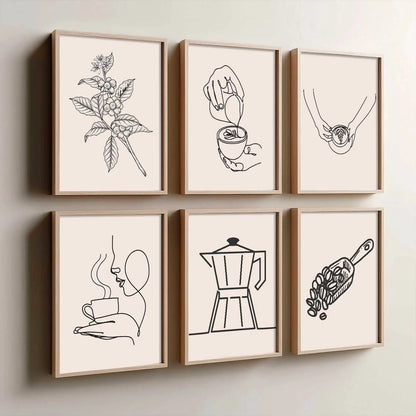 Kitchen Theme Framed Posters for Restaurant Kitchen Dinning Room Cafe Wall Decor Set of 6