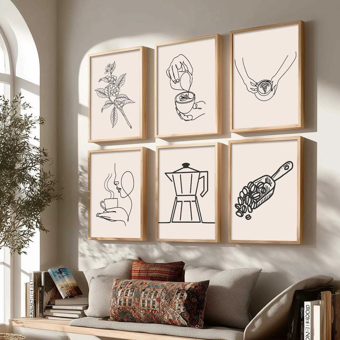 Kitchen Theme Framed Posters for Restaurant Kitchen Dinning Room Cafe Wall Decor Set of 6