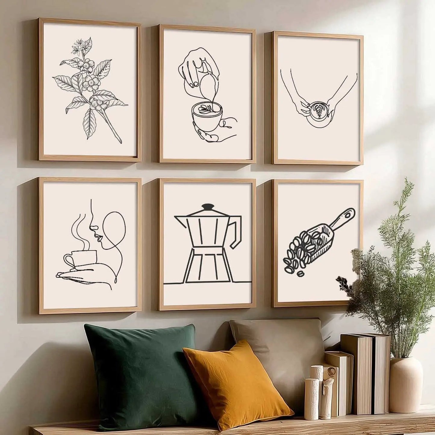Kitchen Theme Framed Posters for Restaurant Kitchen Dinning Room Cafe Wall Decor Set of 6