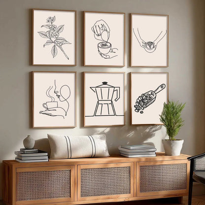 Kitchen Theme Framed Posters for Restaurant Kitchen Dinning Room Cafe Wall Decor Set of 6