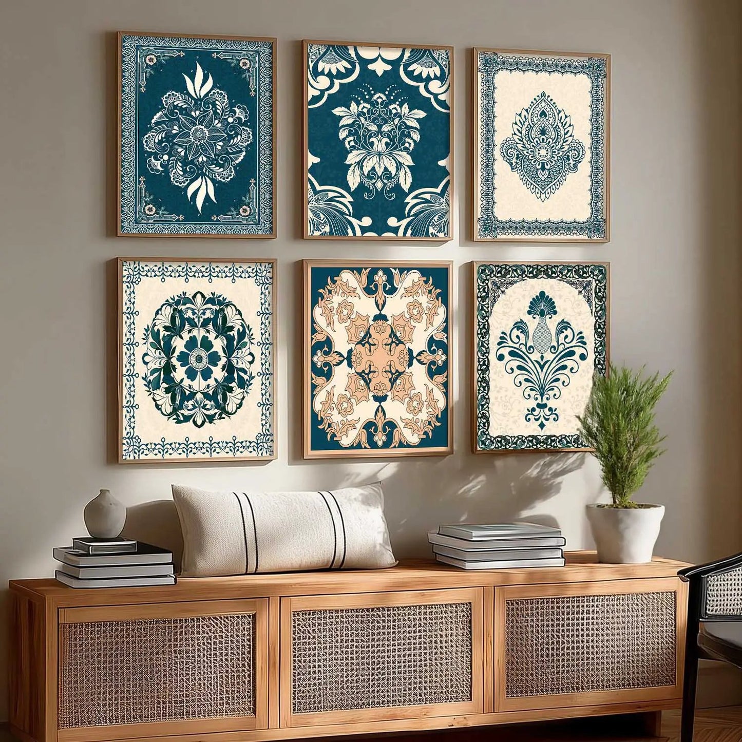 Traditional Indian Madhubani Art Prints with Frame for Wall Decor