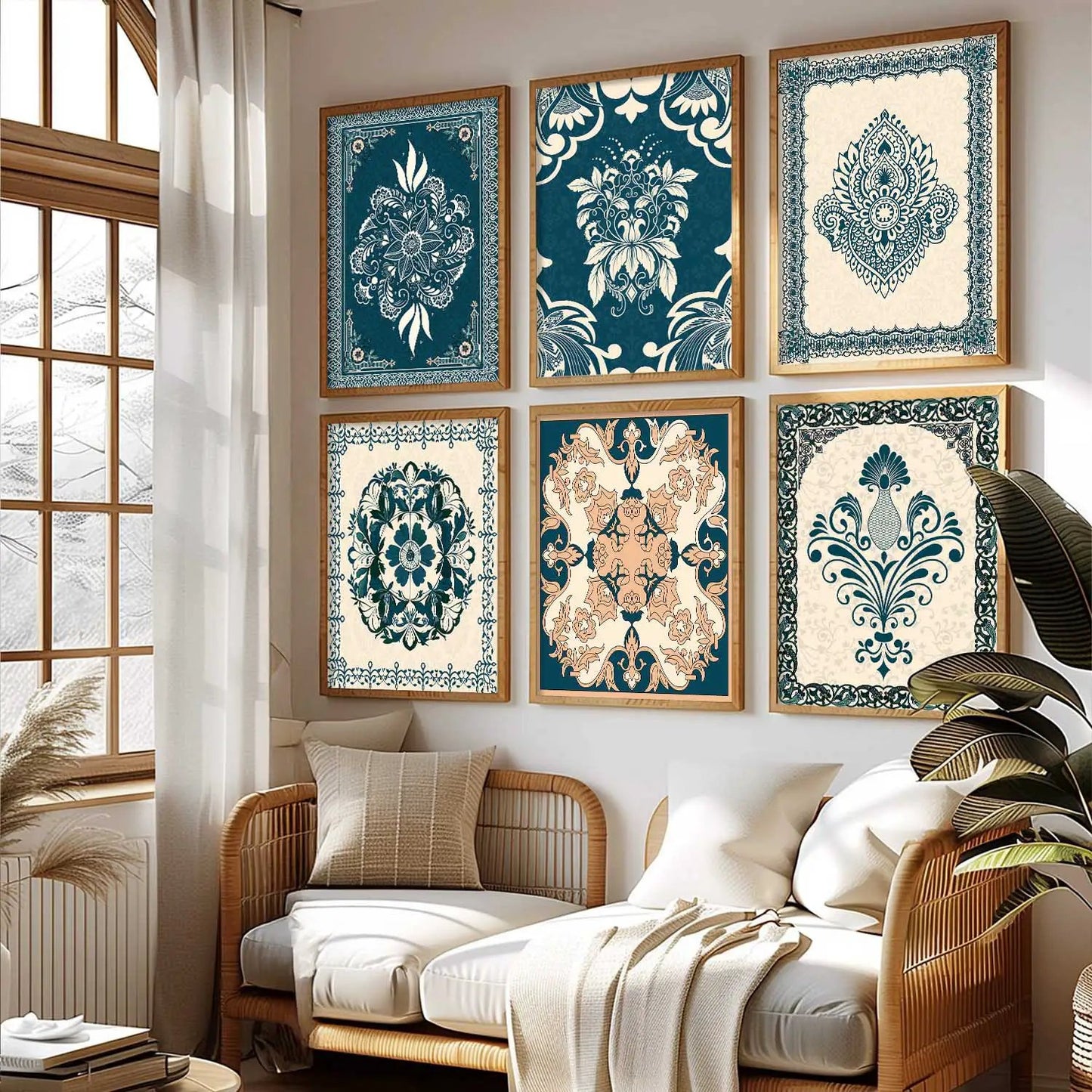 Traditional Indian Madhubani Art Prints with Frame for Wall Decor