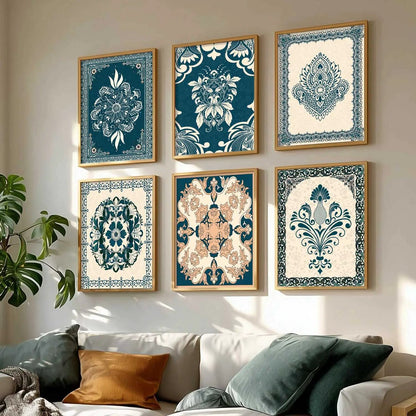 Traditional Indian Madhubani Art Prints with Frame for Wall Decor