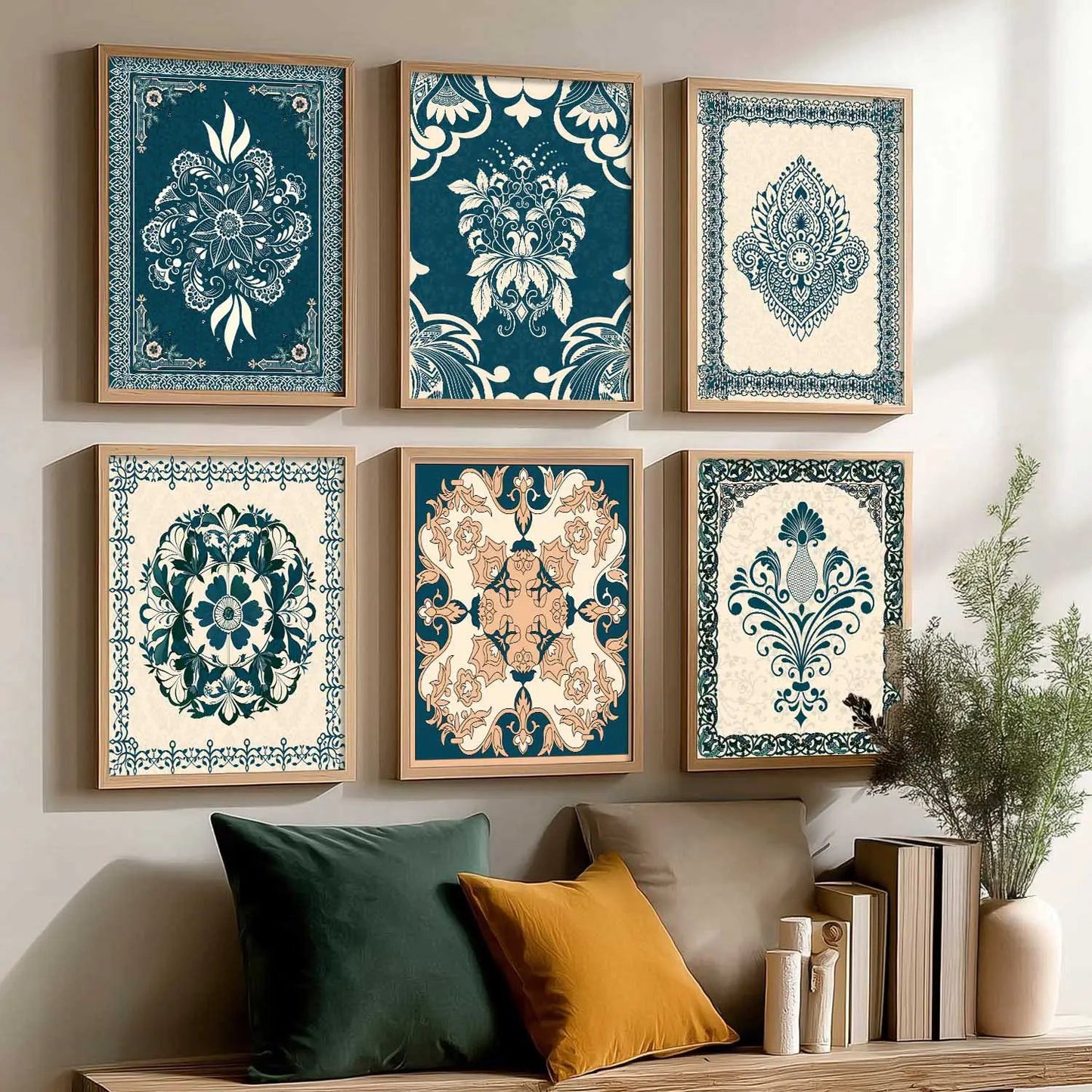 Traditional Indian Madhubani Art Prints with Frame for Wall Decor