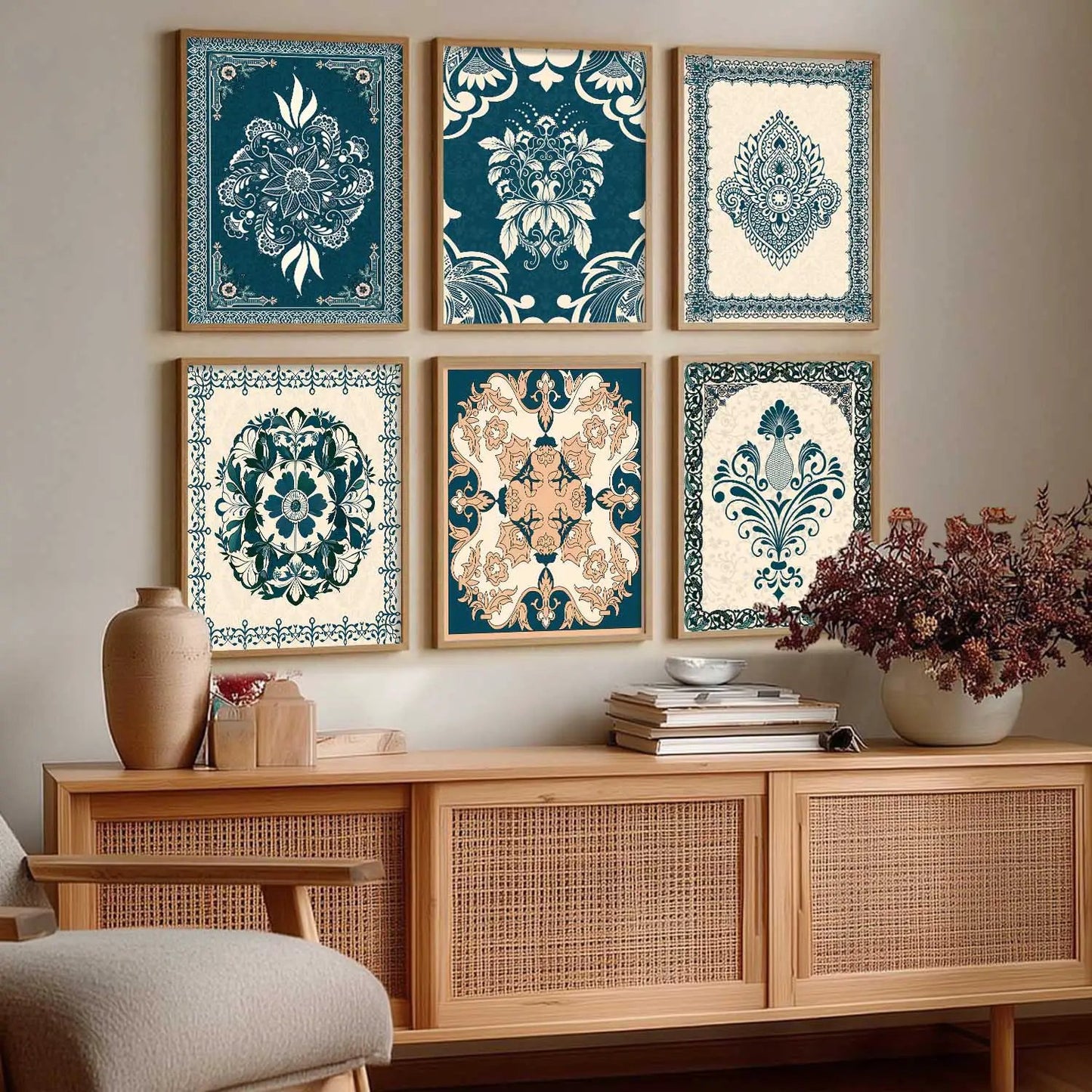 Traditional Indian Madhubani Art Prints with Frame for Wall Decor