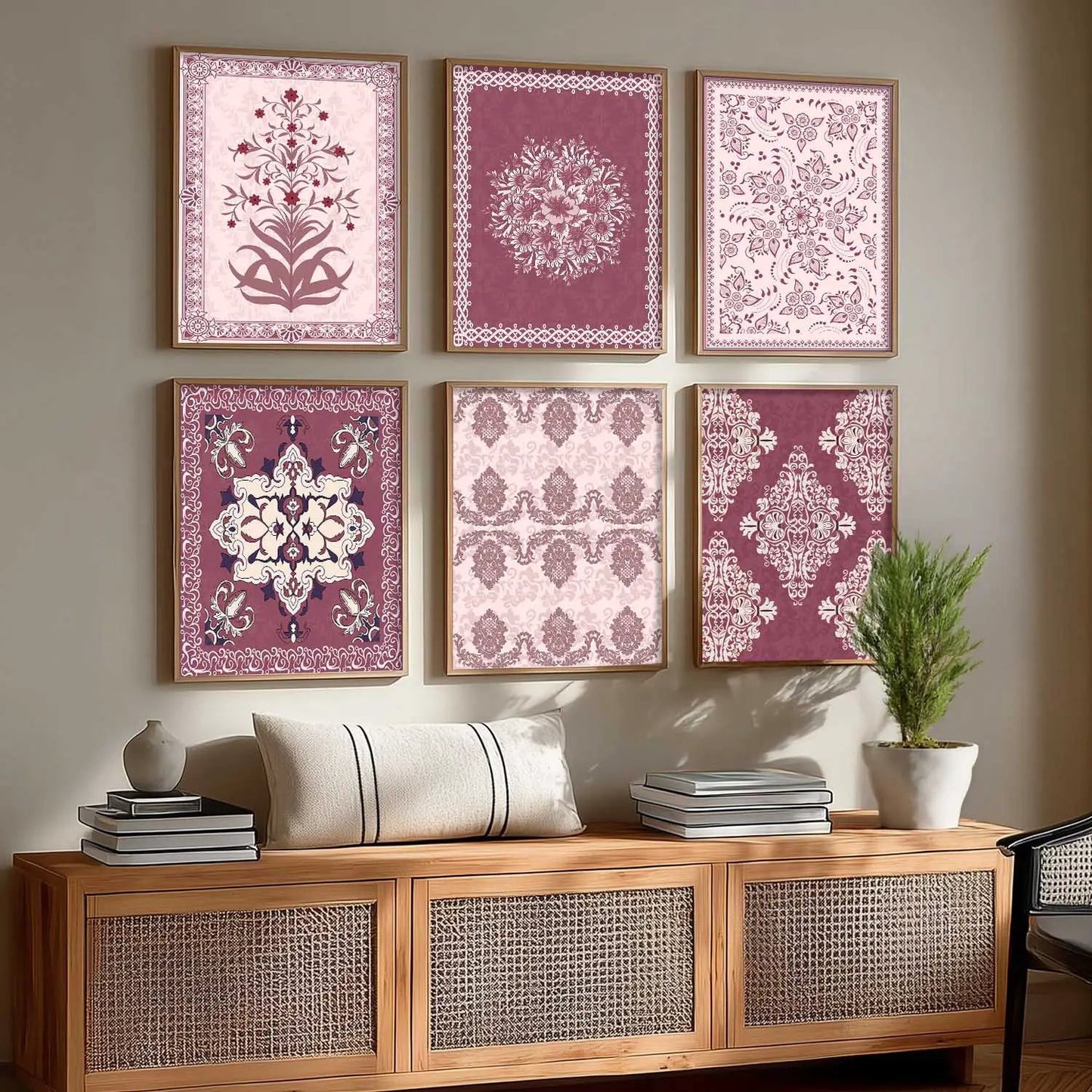 Traditional Indian Madhubani Art Prints with Frame for Wall Decor
