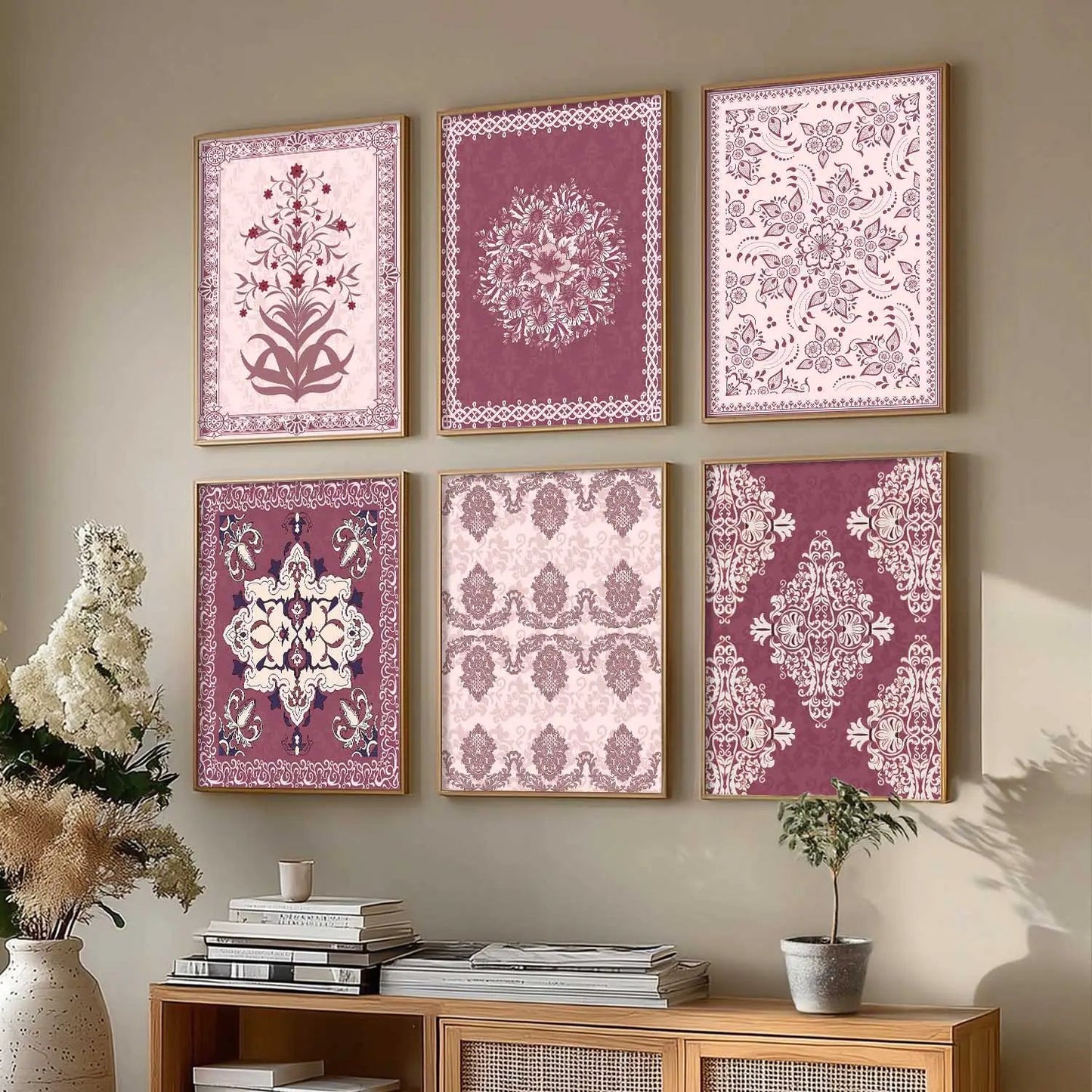 Traditional Indian Madhubani Art Prints with Frame for Wall Decor