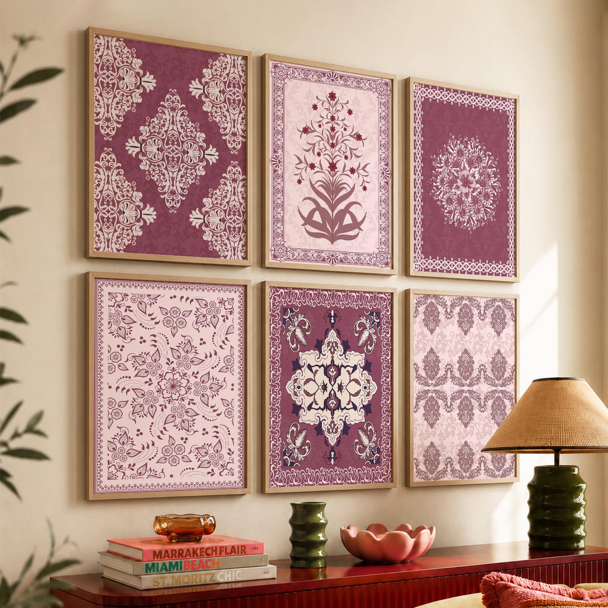 Traditional Indian Madhubani Art Prints with Frame for Wall Decor