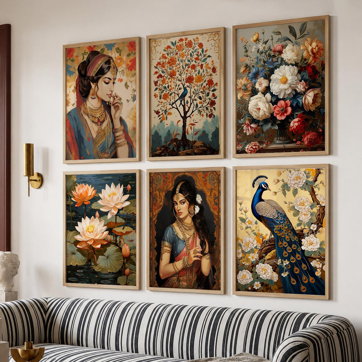 Madhubani Wall Art Prints with Frame for Wall Decor