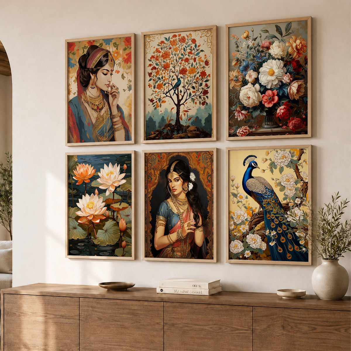 Madhubani Wall Art Prints with Frame for Wall Decor
