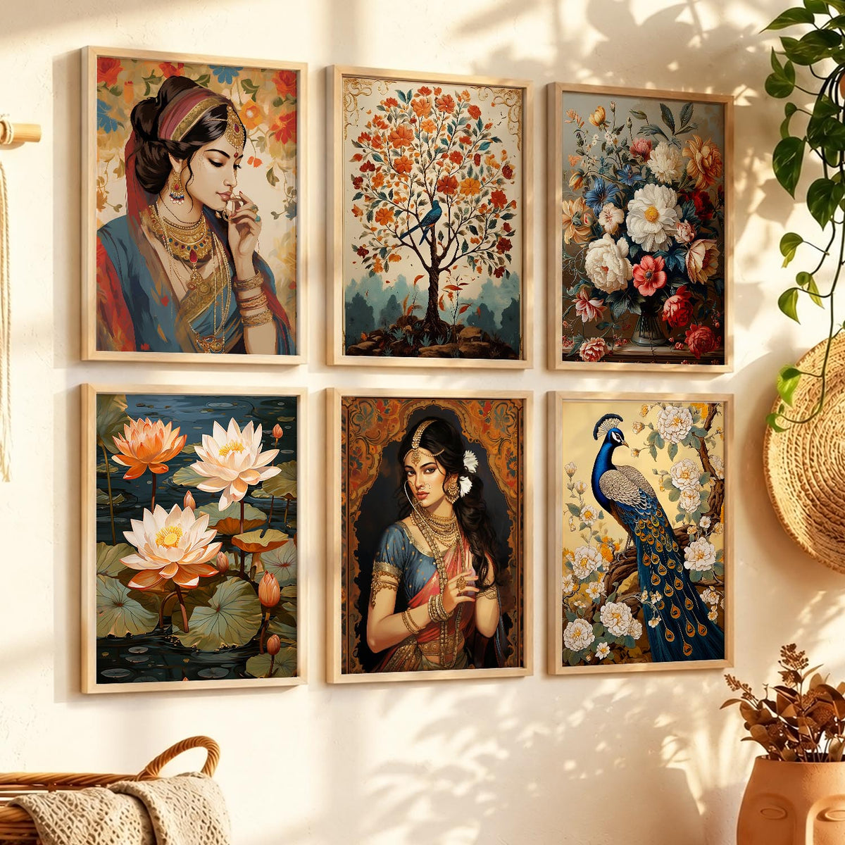 Madhubani Wall Art Prints with Frame for Wall Decor