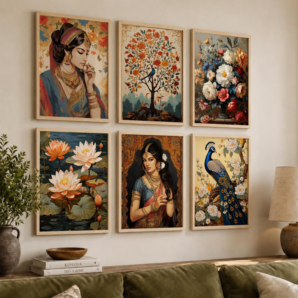 Madhubani Wall Art Prints with Frame for Wall Decor