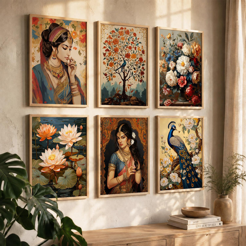 Madhubani Wall Art Prints with Frame for Wall Decor
