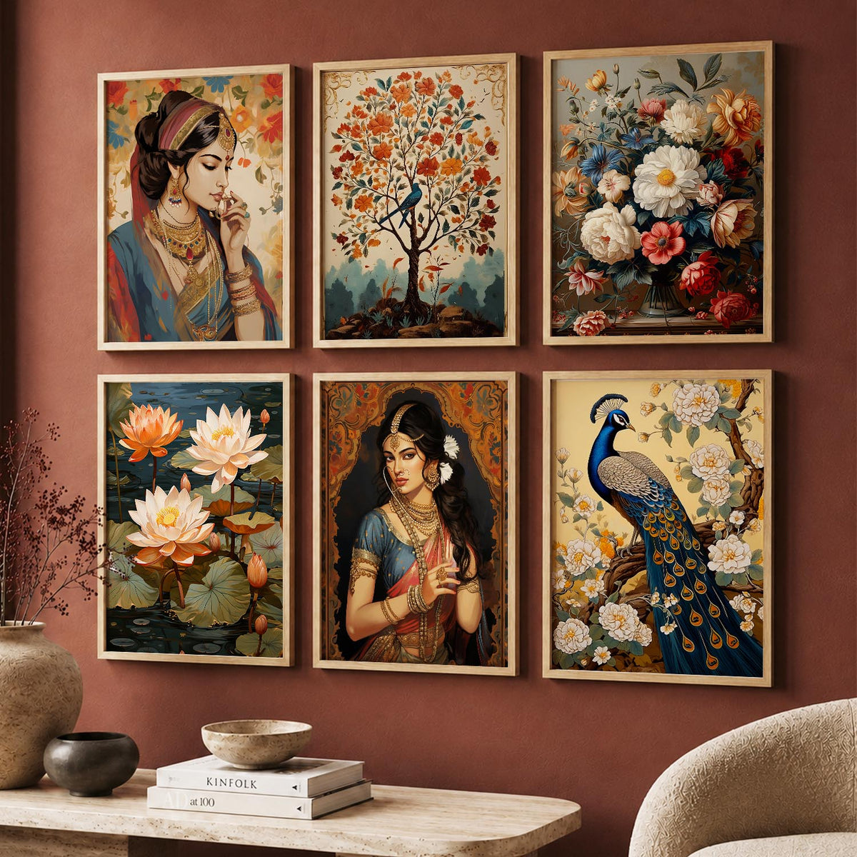 Madhubani Wall Art Prints with Frame for Wall Decor