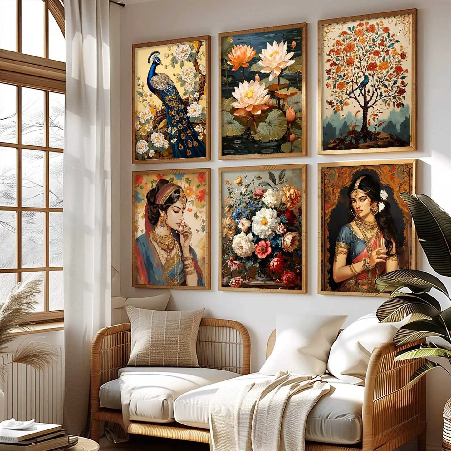 Madhubani Wall Art Prints with Frame for Wall Decor