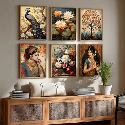 Madhubani Wall Art Prints with Frame for Wall Decor