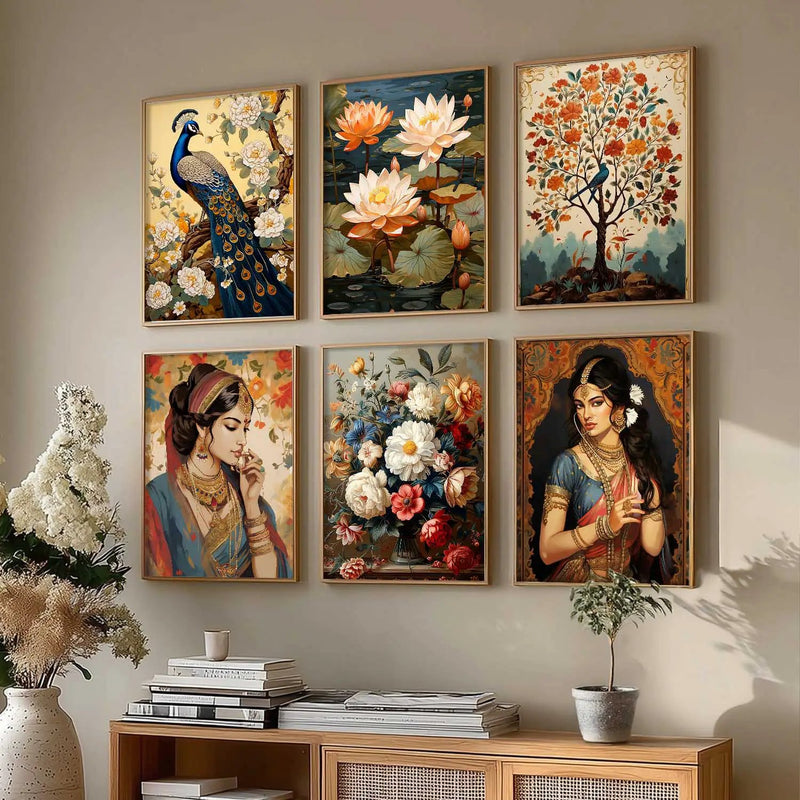 Madhubani Wall Art Prints with Frame for Wall Decor