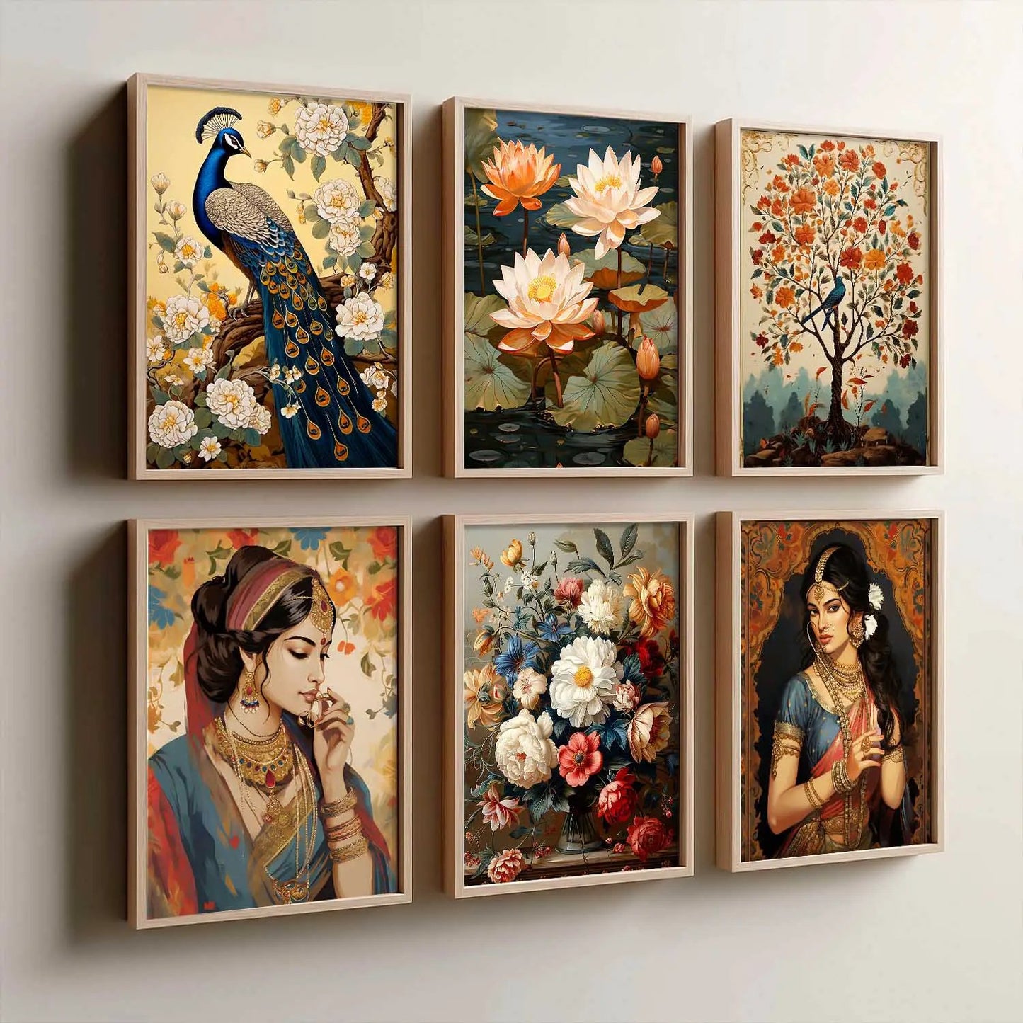Madhubani Wall Art Prints with Frame for Wall Decor