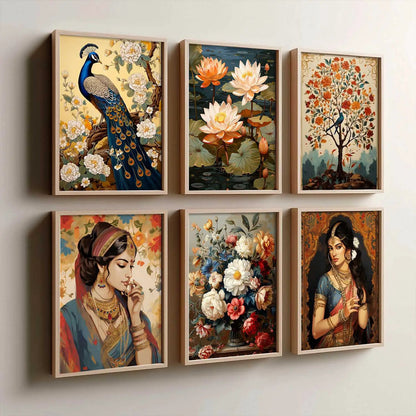 Madhubani Wall Art Prints with Frame for Wall Decor