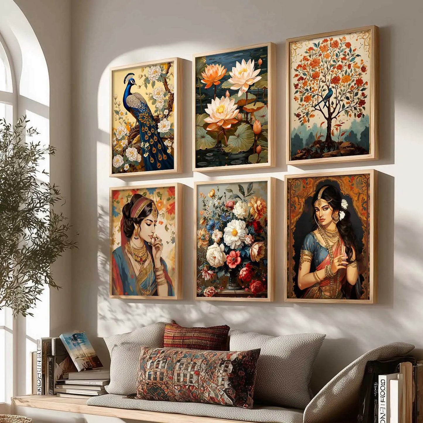 Madhubani Wall Art Prints with Frame for Wall Decor