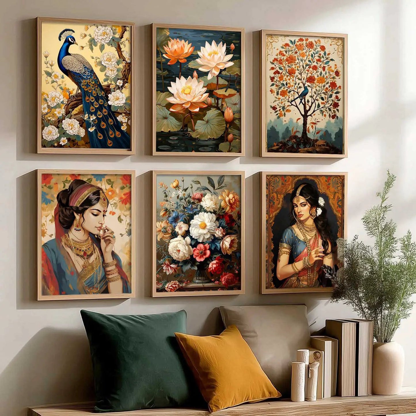 Madhubani Wall Art Prints with Frame for Wall Decor