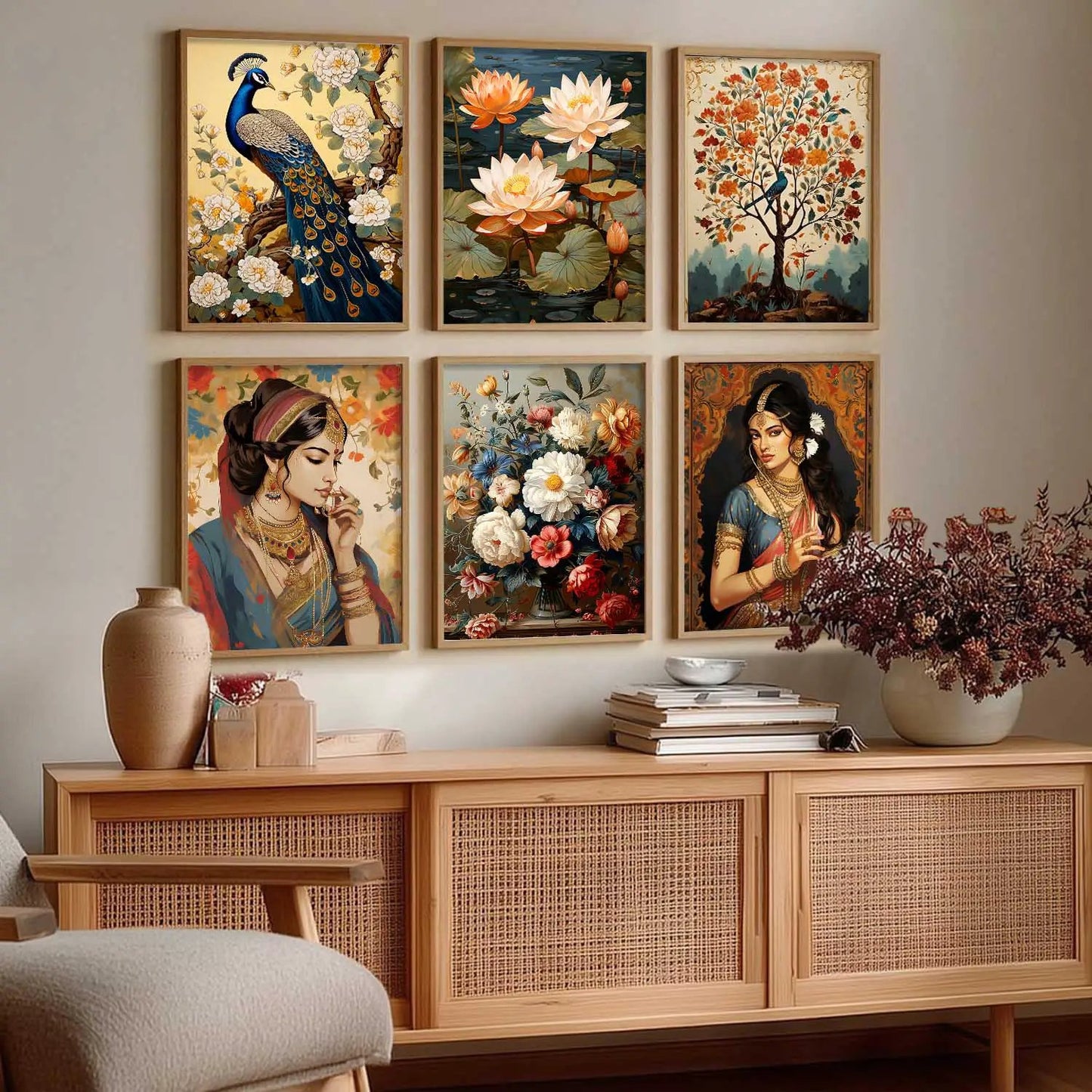 Madhubani Wall Art Prints with Frame for Wall Decor