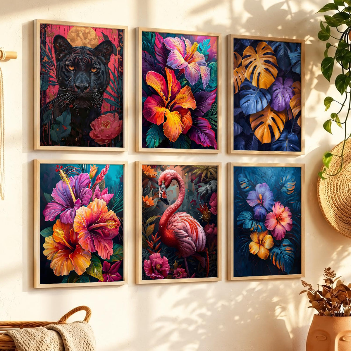 Floral Wall Art Prints with Frame for Wall Decor