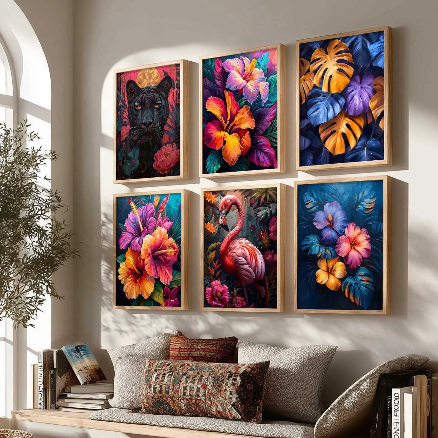 Floral Wall Art Prints with Frame for Wall Decor