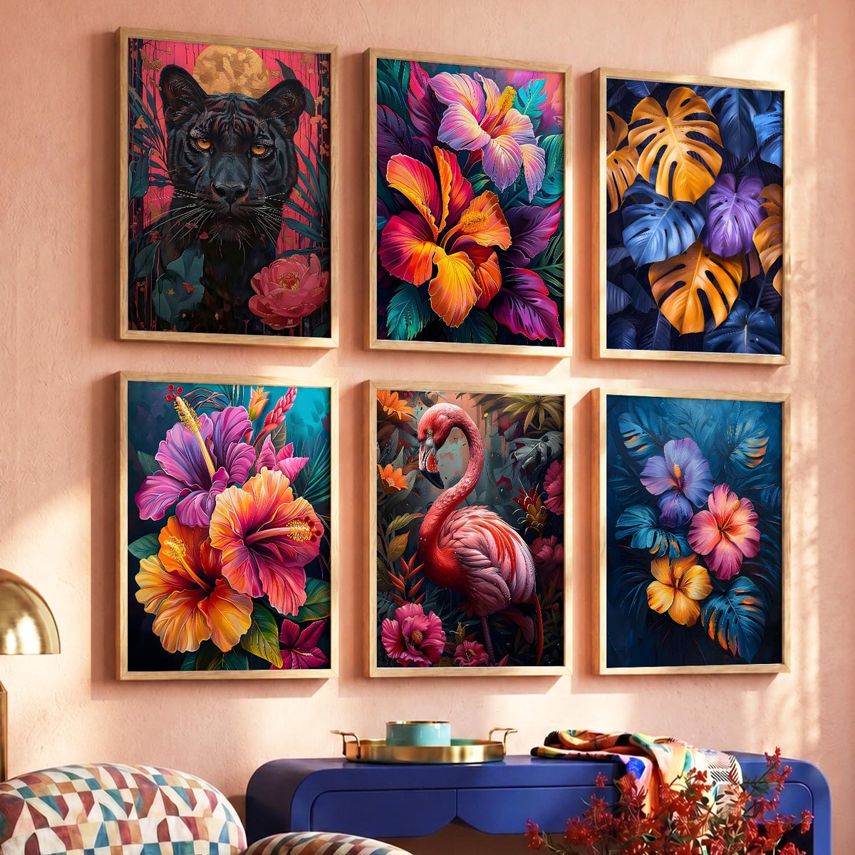 Floral Wall Art Prints with Frame for Wall Decor