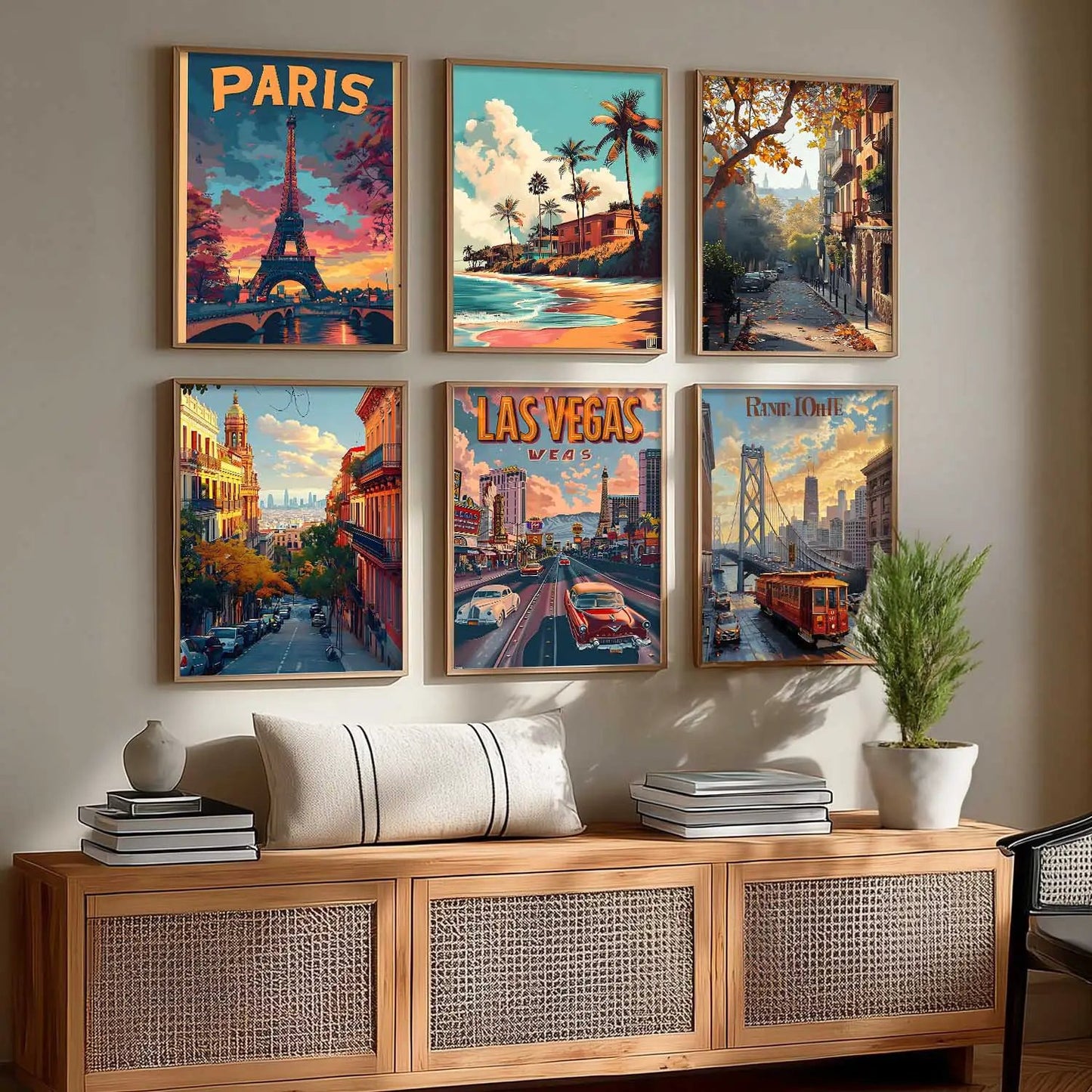 City Wall Art Prints with Frame for Wall Decor