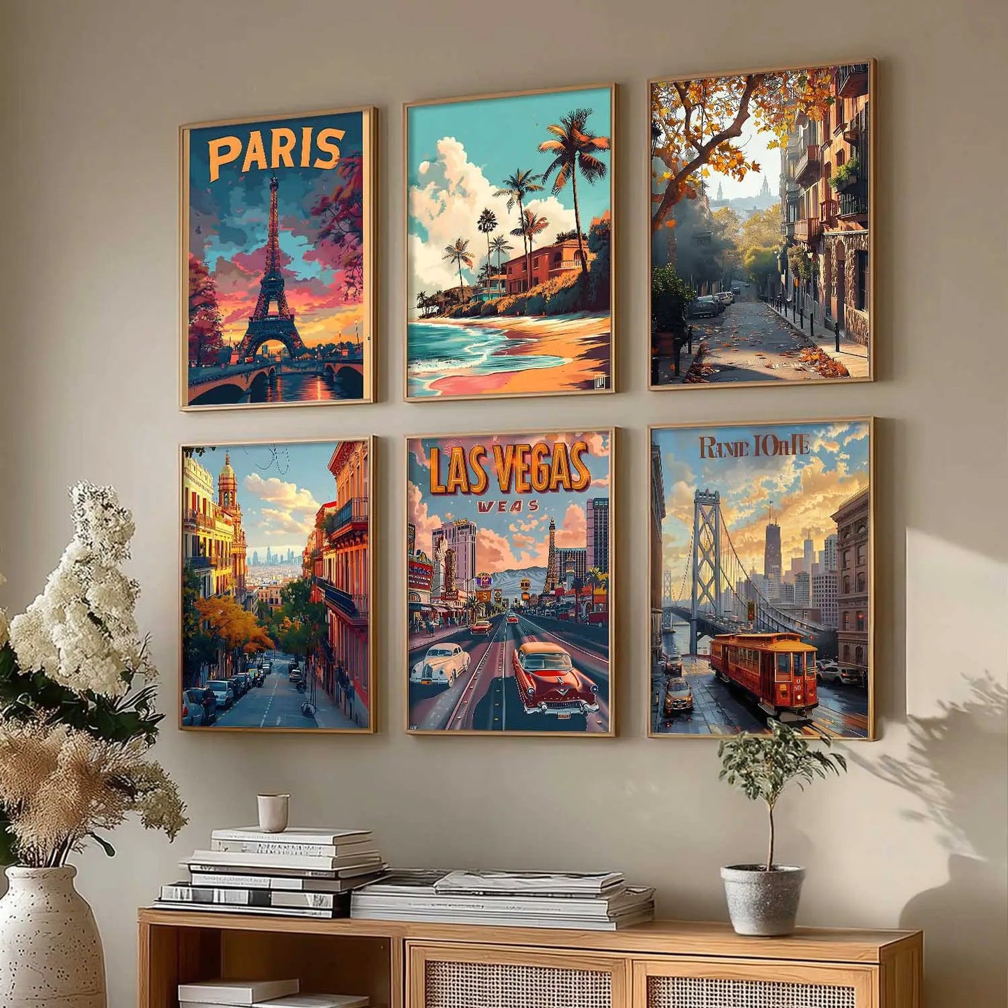 City Wall Art Prints with Frame for Wall Decor
