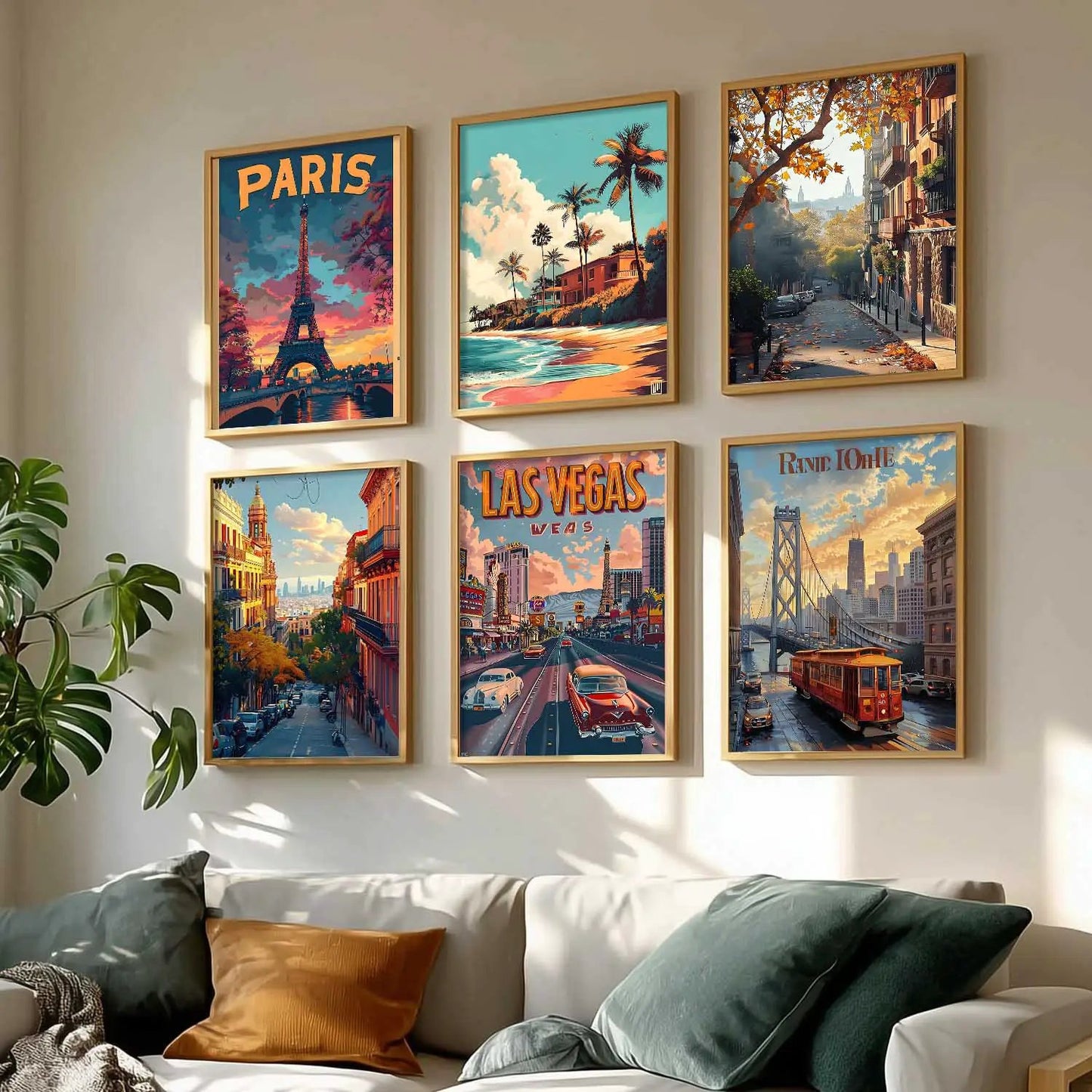 City Wall Art Prints with Frame for Wall Decor