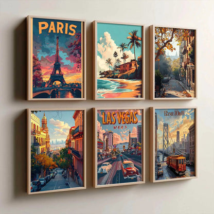 City Wall Art Prints with Frame for Wall Decor