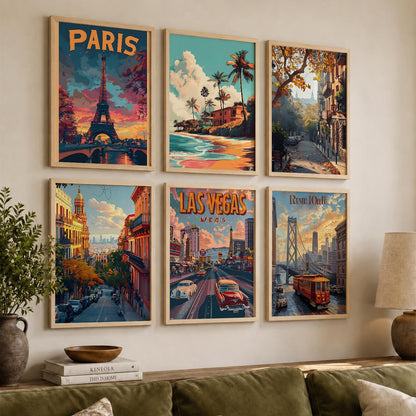 City Wall Art Prints with Frame for Wall Decor