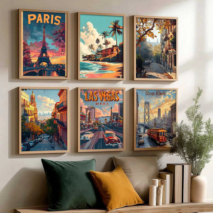 City Wall Art Prints with Frame for Wall Decor