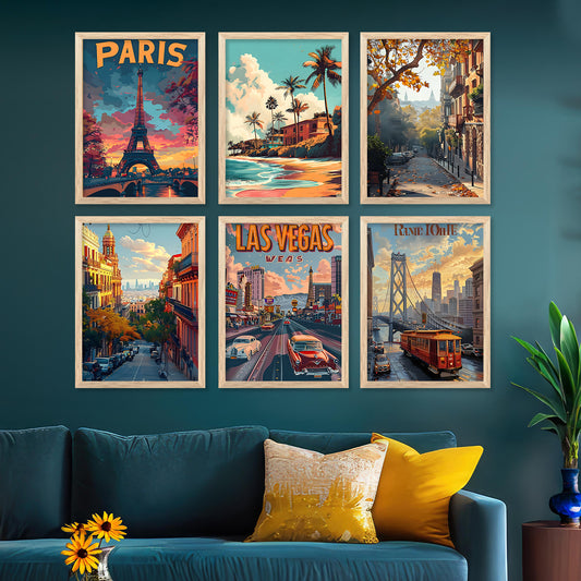 City Wall Art Prints with Frame for Wall Decor
