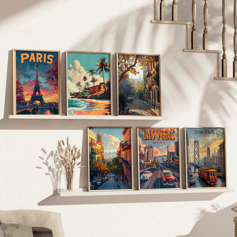 City Wall Art Prints with Frame for Wall Decor