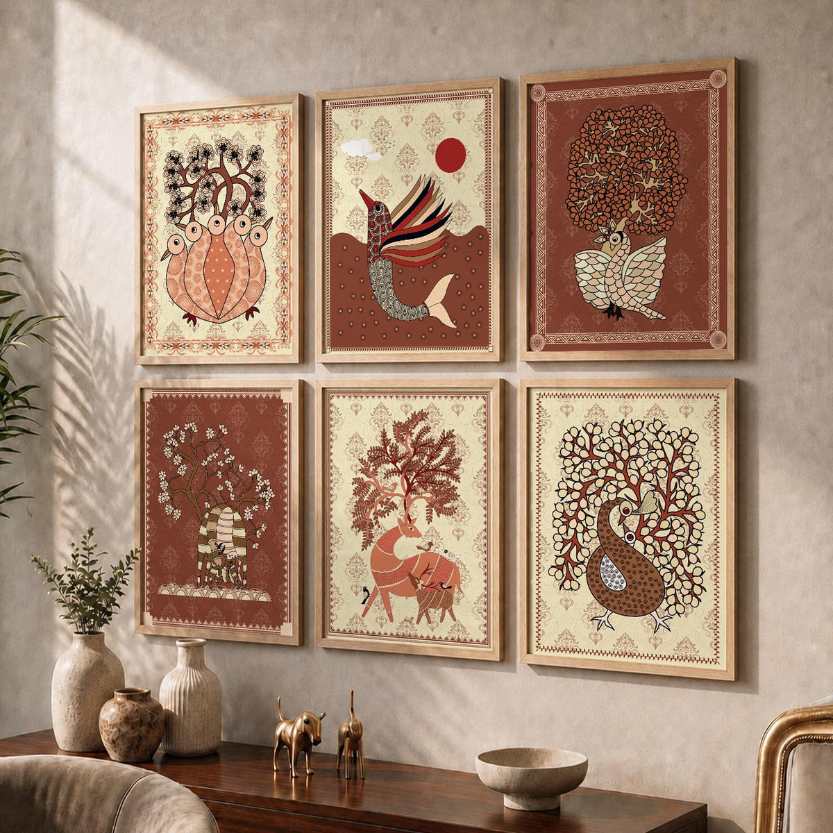 Gond Wall Art Prints with Frame for Wall Decor